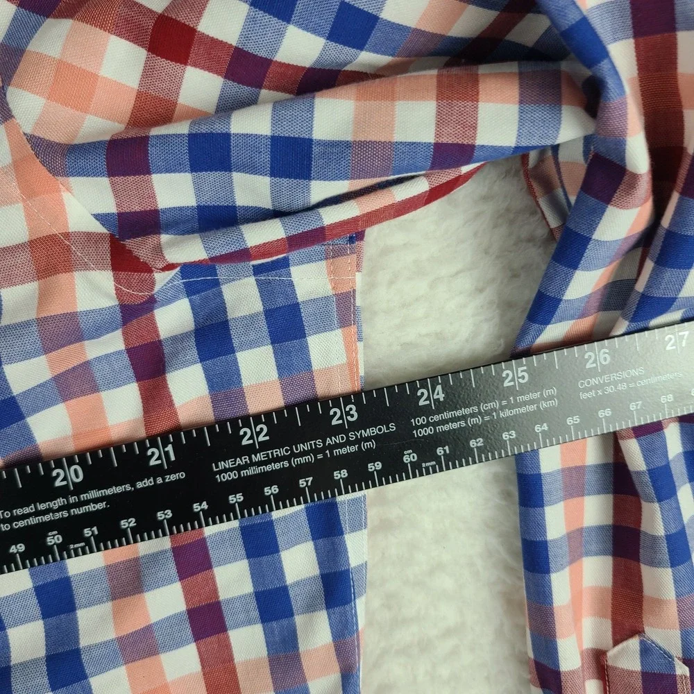 Banana Republic Shirt Mens Large Blue Red Check Non Iron Standard Fit Button‎ Up